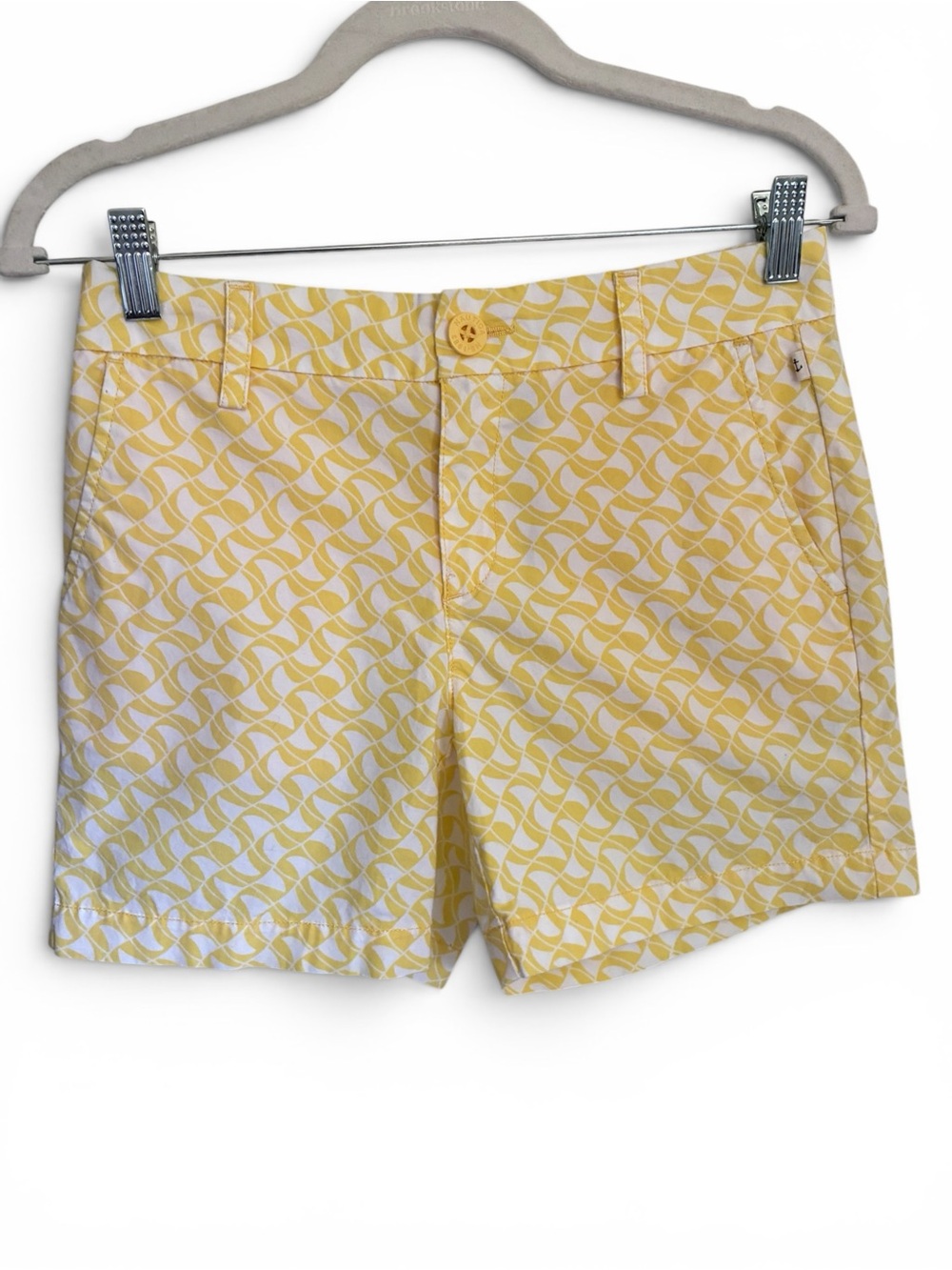 Nautica Yellow Resortwear Preppy Geometric Print Cotton Chino Shorts Sz 0